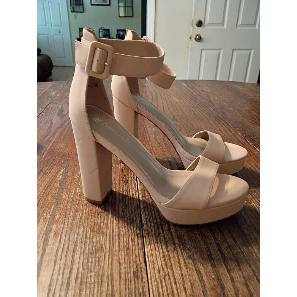 Dream Pairs Hi-Lo Nude Platform Chunky Block Heel Sandals Size 9 NWOB READ